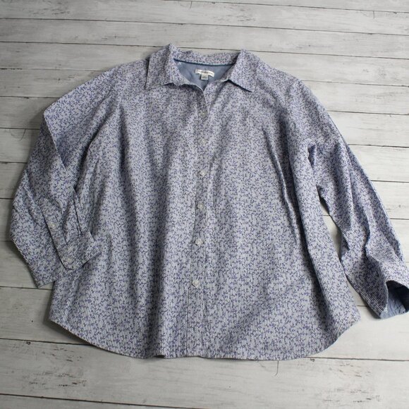Croft & Barrow Vintage Women's Top Plus Size 1X Long Sleeve Button Up 100 Cotton - Picture 1 of 7